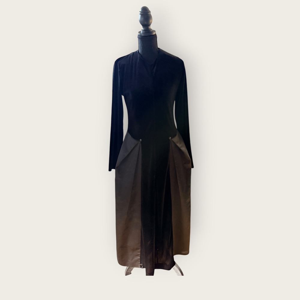Vintage Black Velvet Dress XS Whimsigoth Goth Witchy Dark Academia Grunge Emo